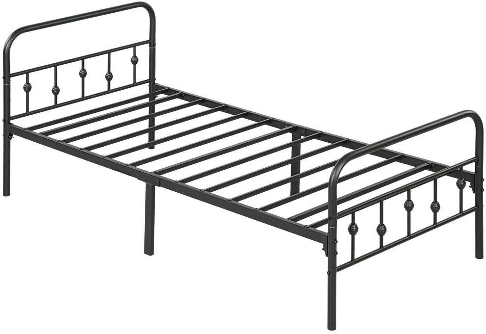 HOMCOM Lovos rėmas čiužiniui 200 x 90 cm, sulankstomas lovos rėmas, 82,5 cm aukščio metalinė lova, metalinis lovos rėmas, pagamintas iš metalo, skirtas miegamajam, svečių kambariui, juodas