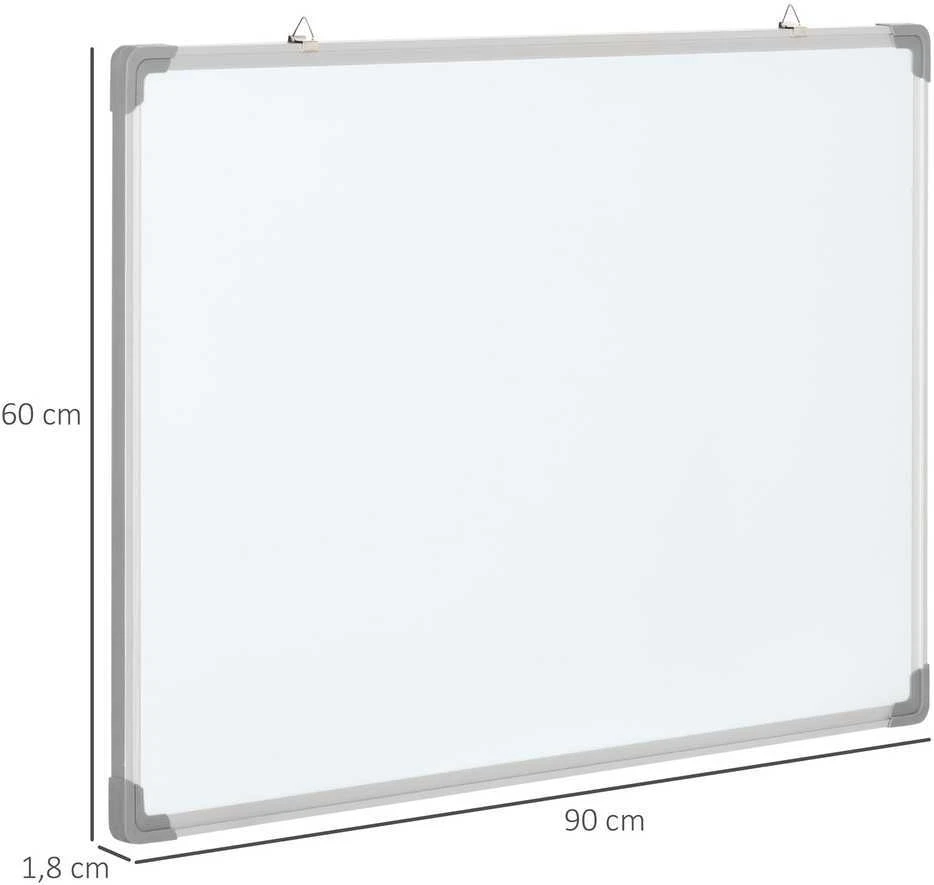HOMCOM magnetinė lenta, balta lenta su 4 žymekliais, 1 kempinėle, 10 magnetų, sausai nuvaloma, balta