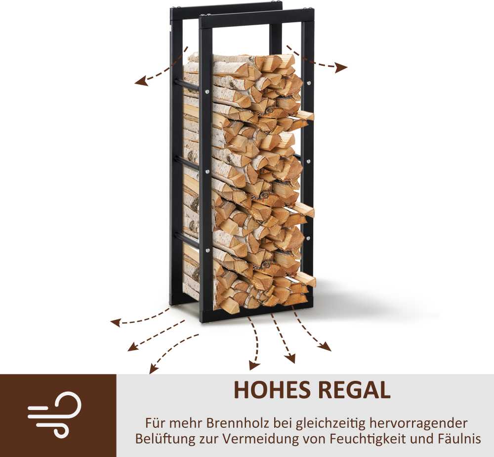 HOMCOM Malkų stovas Malkų stovas Malkų laikiklis Malkų laikiklis 100 kg Plienas Juodas L40 x W25 x H100 cm