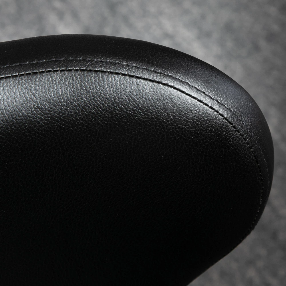 HOMCOM masažinė kėdė su ratukais – pasukama 360° darbo kėdė – reguliuojamo aukščio sėdynė 49-64 cm, ergonomiškas atlošas – chromuotas metalas, aptraukta juoda dirbtine oda