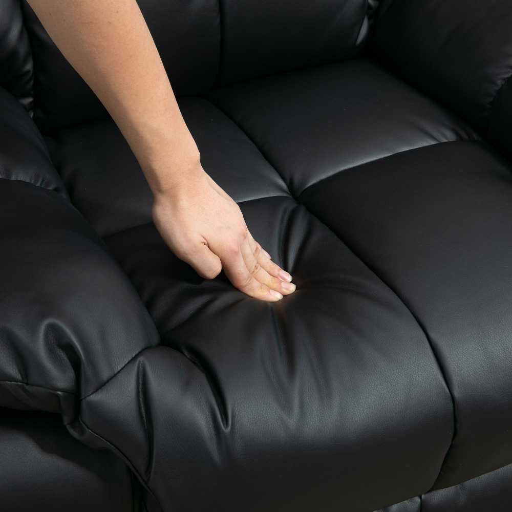 Fotelis HOMCOM masažinis krėslas televizoriaus krėslas elektrinis relaksacinis krėslas su masažo funkcija dirbtinė oda medis plienas porolonas juodas 94 x 99 x 99 cm