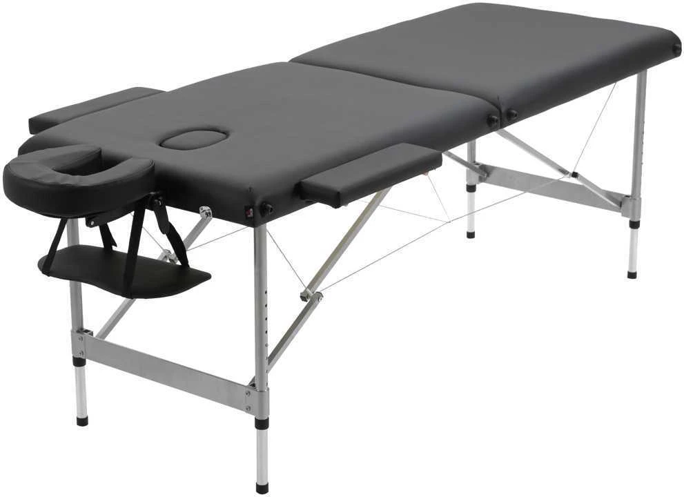 Sulankstoma masažo lova HOMCOM, profesionalus 7 zonų masažo stalas, reguliuojamo aukščio, išlaikantis iki 130 kg svorį, idealiai tinka SPA ir salonams, juoda