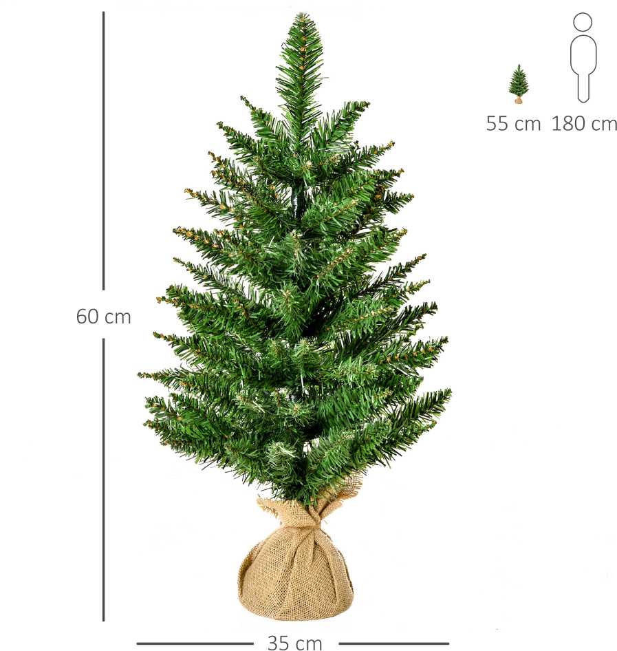 Dirbtinė kalėdinė eglutė su 70 šakelių galiukų, žalia, 60 cm