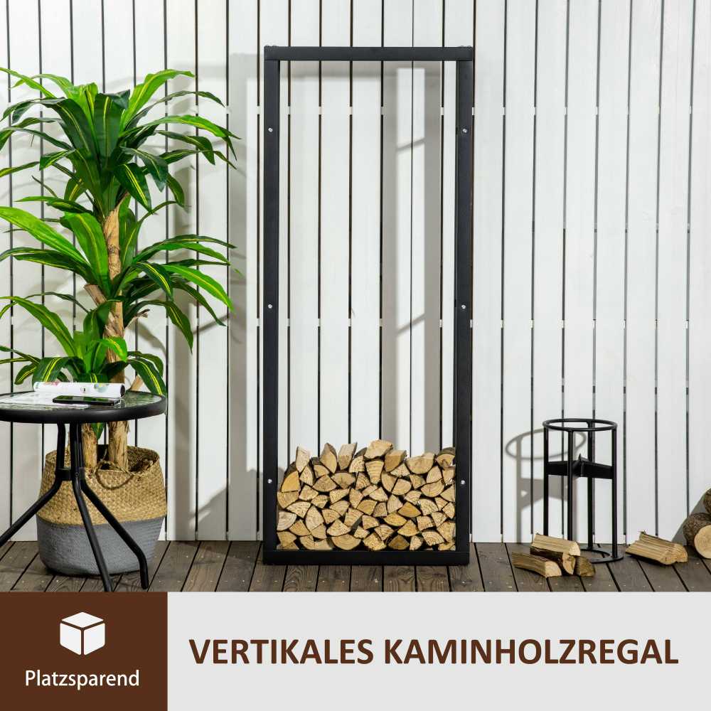 HOMCOM Medinė lentyna Vertikali medinė lentyna 100 kg talpos Metalinė 60 × 25 × 150 cm