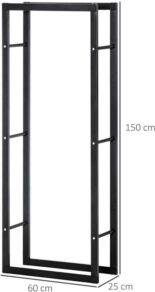 HOMCOM Medinė lentyna Vertikali medinė lentyna 100 kg talpos Metalinė 60 × 25 × 150 cm