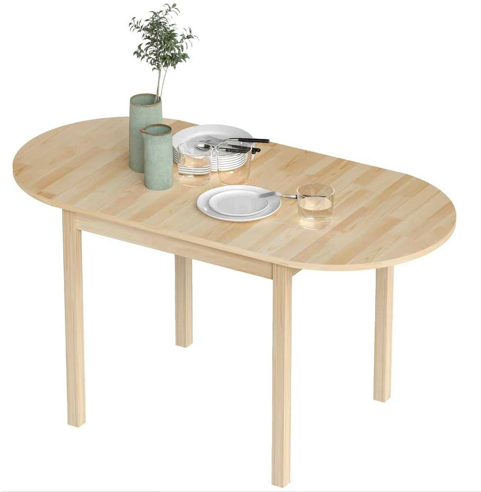 HOMCOM medinis sulankstomas valgomojo stalas, 6 vietų virtuvinis stalas su nuleidžiamais kraštais, kompaktiškas stalas mažoms erdvėms, valgomajam, virtuvei, 140 x 70 x 75 cm, natūralaus medžio spalvos