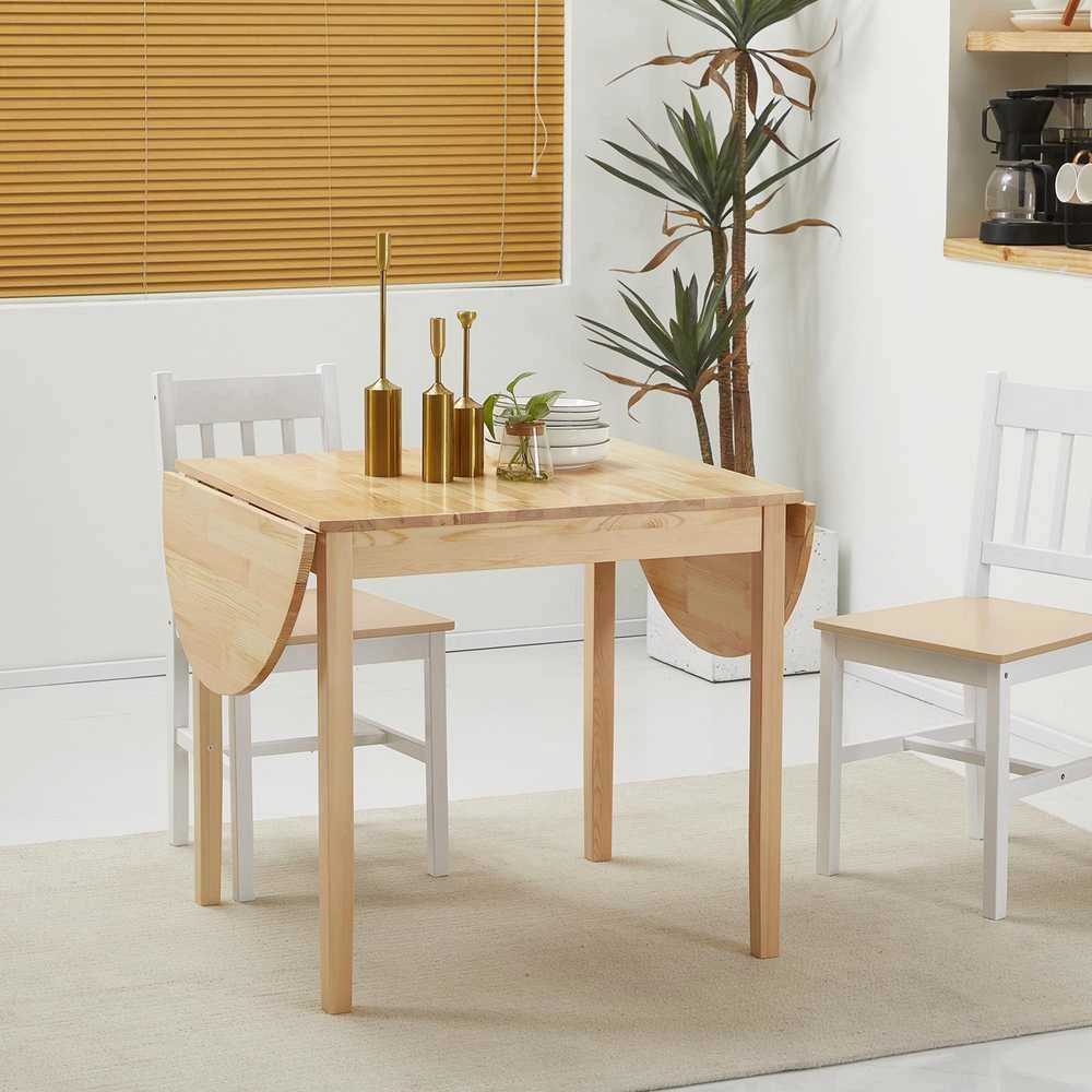 HOMCOM medinis sulankstomas valgomojo stalas, 6 vietų virtuvinis stalas su nuleidžiamais kraštais, kompaktiškas stalas mažoms erdvėms, valgomajam, virtuvei, 140 x 70 x 75 cm, natūralaus medžio spalvos