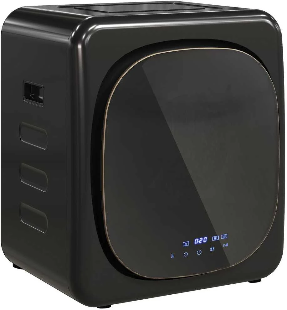 HOMCOM mini drabužių džiovyklė su 6 programomis, LED jutikliniu ekranu, 4kg talpa, iki 60 ℃, 800 W, laisvai pastatoma, montuojama ant sienos, ištraukiamoji džiovyklė su apsauga nuo perkaitimo, drabužių džiovyklė, juoda