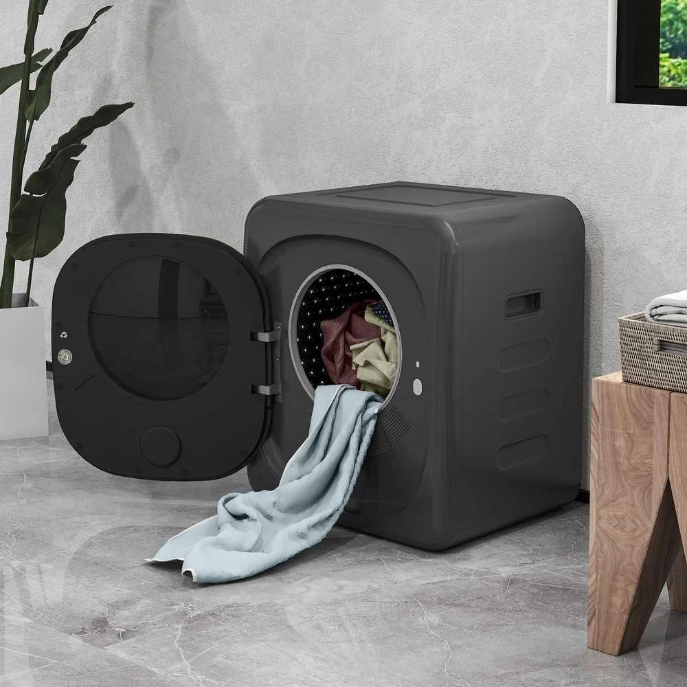 HOMCOM mini drabužių džiovyklė su 6 programomis, LED jutikliniu ekranu, 4kg talpa, iki 60℃, 800 W, pastatoma arba montuojama ant sienos, ventiliuojama, su apsauga nuo perkaitimo, pilka