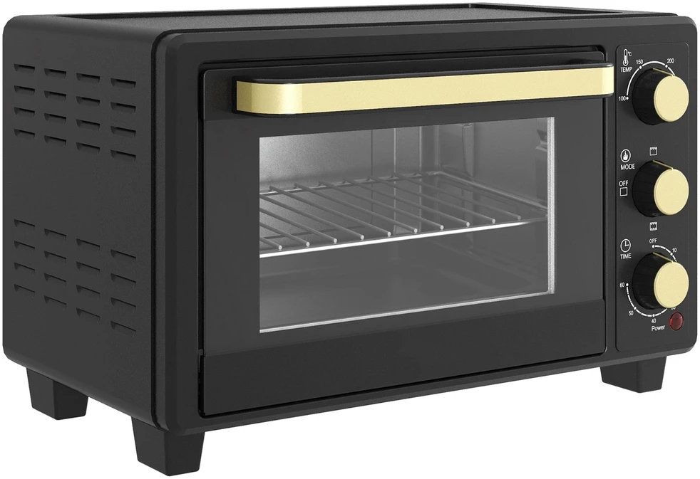 Kaitlentė "HOMCOM" mini orkaitė 16 L 1400 W Mini orkaitė 100-230 ℃ 60 min. laikmatis, su grilio grotelėmis ir kepimo skardomis, picų kepimo krosnelė su dėklo rankena, trupinių padėklas juodas