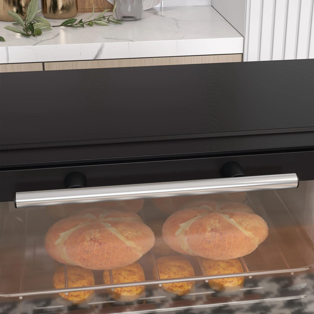 Elektrinė krosnelė HOMCOM mini orkaitė 9L, su kepimo skarda, grotelėmis, 100 °C-230 °C, reguliuojama temperatūra ir kepimo laikas, 60 min. laikmatis, 750 W, nerūdijantis plienas, juoda