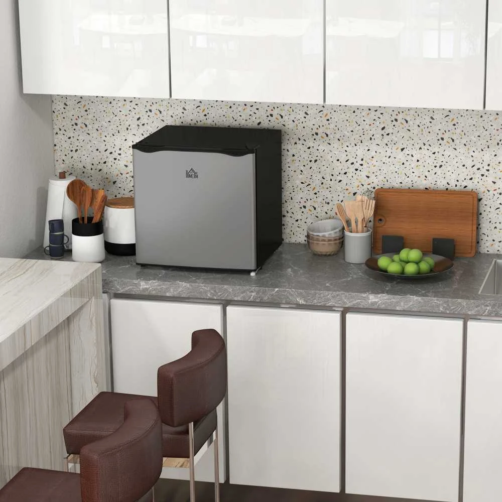 HOMCOM mini šaldiklis, 35 l talpos šaldymo dėžė, elektrinis, laisvai pastatomas, mini šaldymo kamera, mini šaldytuvas, -14 iki -24℃, 5 lygių temperatūros reguliavimas, 47 x 44,2 x 48,8 cm, sidabrinis