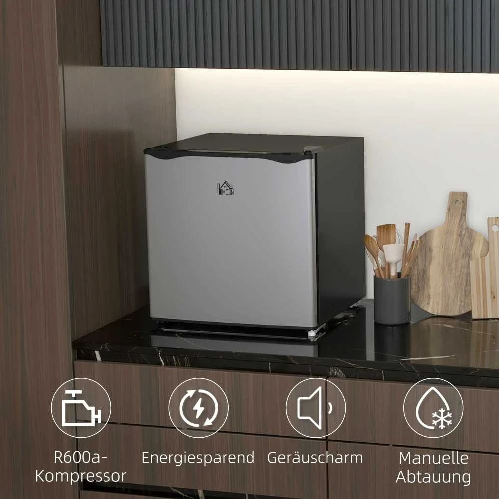 HOMCOM mini šaldiklis, 35 l talpos šaldymo dėžė, elektrinis, laisvai pastatomas, mini šaldymo kamera, mini šaldytuvas, -14 iki -24℃, 5 lygių temperatūros reguliavimas, 47 x 44,2 x 48,8 cm, sidabrinis