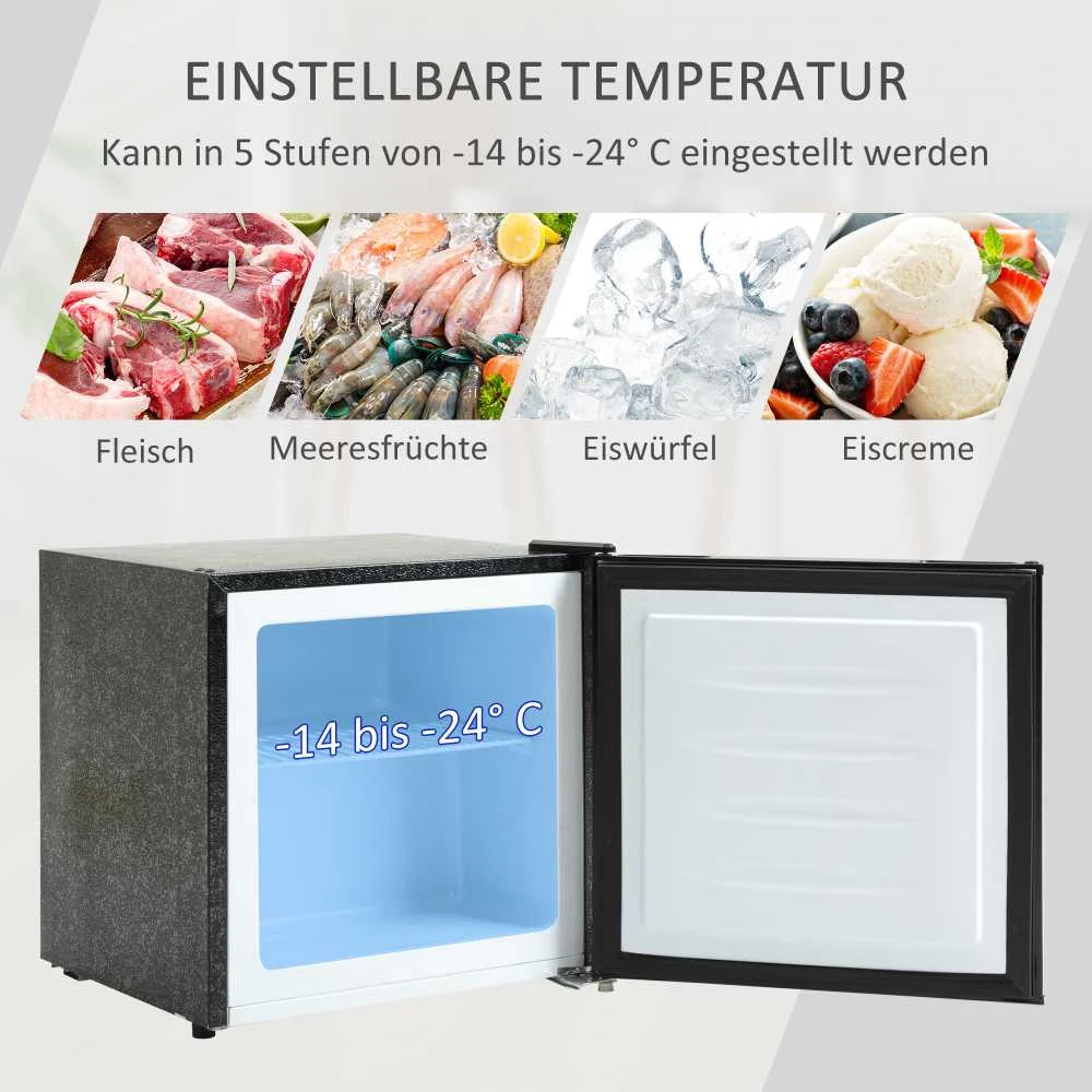 Šaldytuvas HOMCOM mini šaldiklis 35 l, elektrinė laisvai pastatoma šaldymo dėžė, 161 W, nuo -14 iki -24 ℃, 5 temperatūros lygių reguliavimas