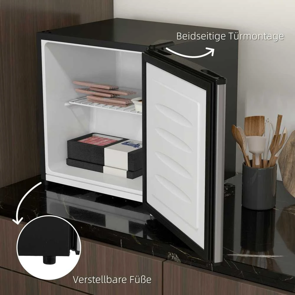 HOMCOM mini šaldiklis, 35 l talpos šaldymo dėžė, elektrinis, laisvai pastatomas, mini šaldymo kamera, mini šaldytuvas, -14 iki -24℃, 5 lygių temperatūros reguliavimas, 47 x 44,2 x 48,8 cm, sidabrinis