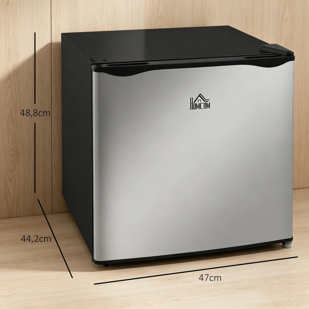 HOMCOM mini šaldiklis, 35 l talpos šaldymo dėžė, elektrinis, laisvai pastatomas, mini šaldymo kamera, mini šaldytuvas, -14 iki -24℃, 5 lygių temperatūros reguliavimas, 47 x 44,2 x 48,8 cm, sidabrinis