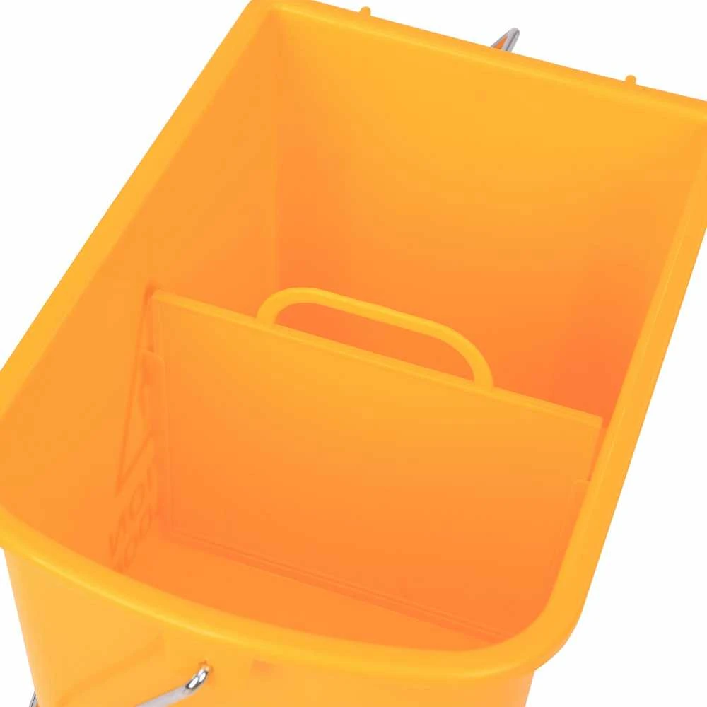 HOMCOM valymo kibiras, valymo vežimėlis su presu, 20 litrų, 2 skyrių, geltonas