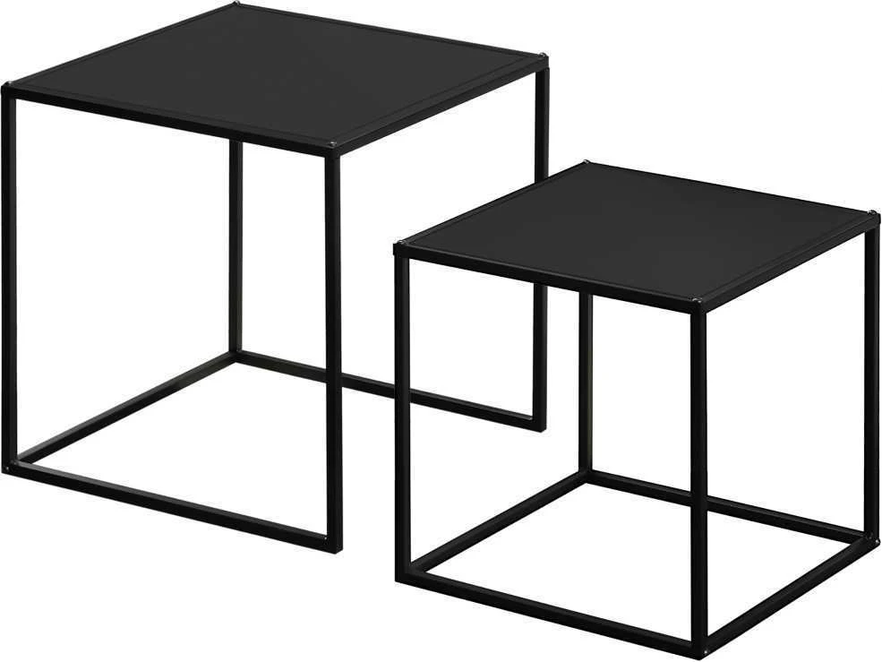 HOMCOM kavos staliukų komplektas, 2 vnt. modernaus dizaino šoniniai staliukai, plieno rėmas, iki 10 kg, juodi, 120x59x45 cm