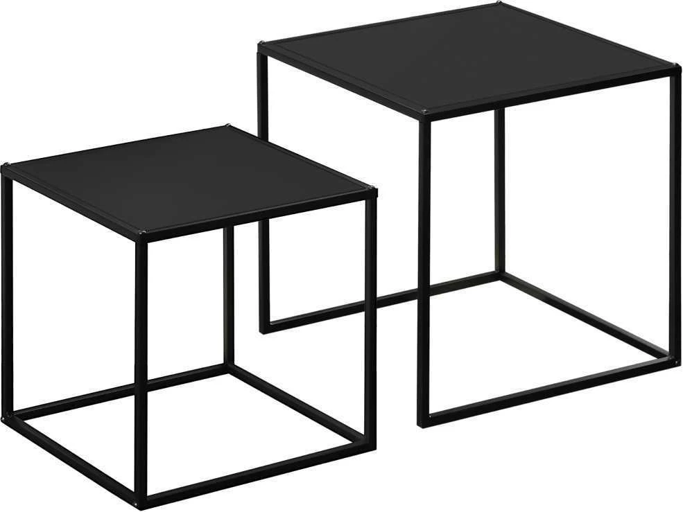 HOMCOM kavos staliukų komplektas, 2 vnt. modernaus dizaino šoniniai staliukai, plieno rėmas, iki 10 kg, juodi, 120x59x45 cm