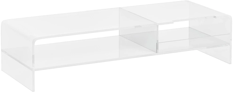 HOMCOM monitoriaus stovas, ekrano paaukštinimas su dėtuve, monitoriams iki 24 colių, kompiuteriams, nešiojamiesiems kompiuteriams iki 5kg, akrilinis, 50,8x19x12 cm
