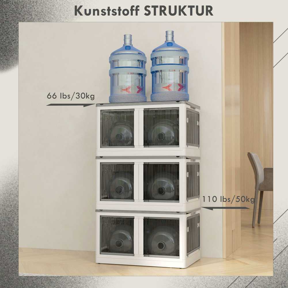 Homcom Outsunny 69L daiktadėžė, sudedama skrynia su ratukais, sulankstoma, atidaroma iš 5 pusių, balta