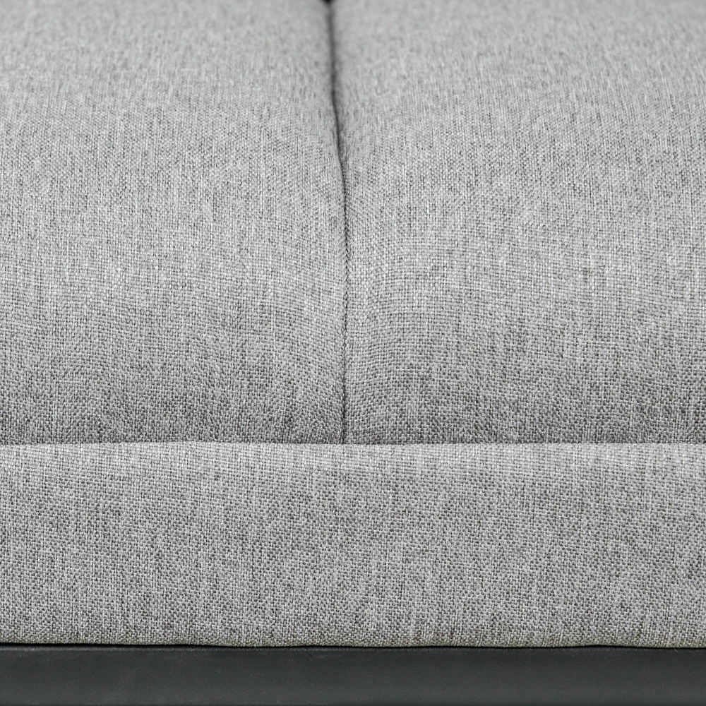 HOMCOM paminkštintas suoliukas su lino išvaizdos audiniu, skirtas miegamajam, koridoriui, iki 200 kg, plieninės kojelės, šviesiai pilkas, 120x44x45,5 cm