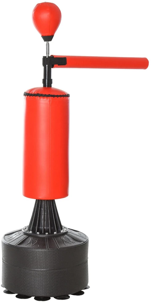 HOMCOM pastatomas bokso maišas, bokso treniruoklis su priedais, bokso asistentas, treniruočių maišas, juodas/raudonas, 88 x 48 x 155-205 cm