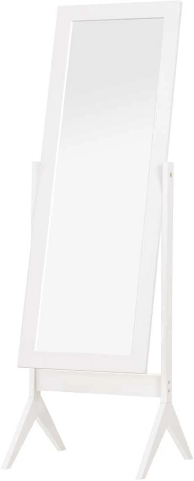 HOMCOM pastatomas veidrodis, elegantiškas viso ūgio veidrodis su paaukštintomis kojomis, lengvai prižiūrimas MDF, baltas, 47x46x148 cm, miegamajam ir prieškambariui