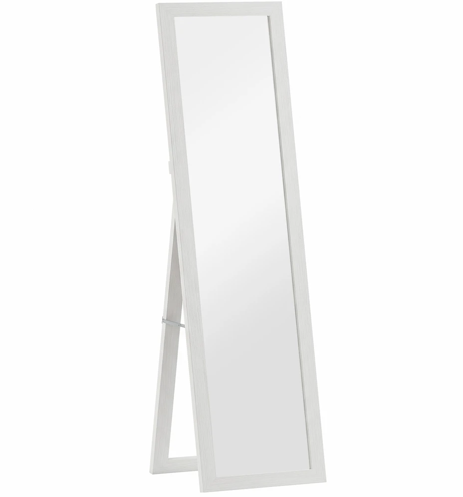 HOMCOM pastatomas veidrodis, viso ūgio veidrodis su stovu, pastatomas sieninis veidrodis, 37 x 157 cm, baltas