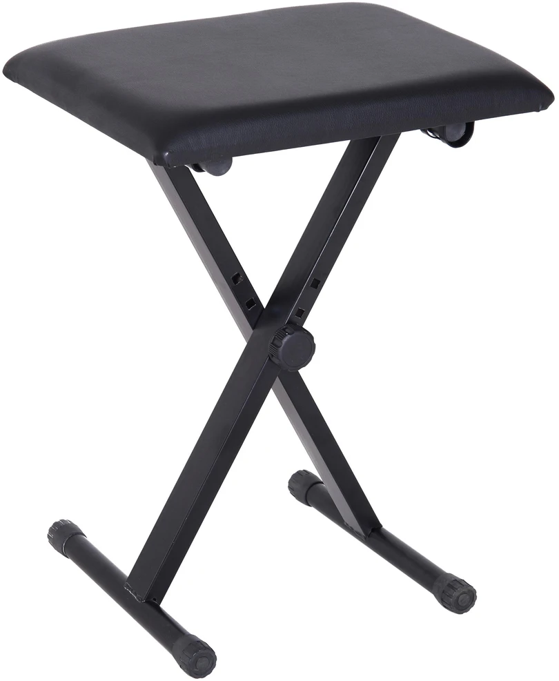 HOMCOM pianino kėdė, pianino suoliukas, reguliuojamo aukščio, sulankstomas, metalas, dirbtinė oda, porolonas, juoda, 39 x 29 x 37-47 cm