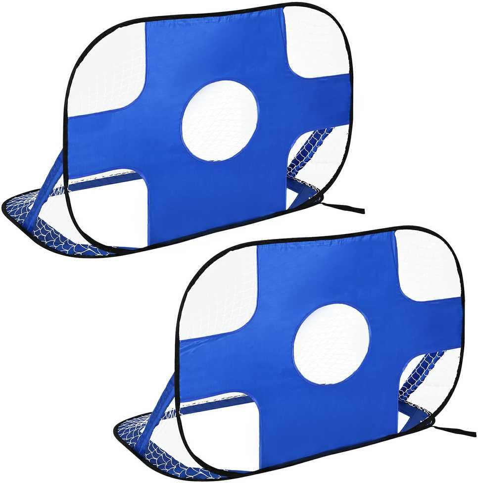 HOMCOM pop-up futbolo vartai, nešiojamas futbolo tinklas, 2 mini vartų rinkinys, sulankstomi su krepšiu nešiojimui, mėlyni, 123x80x80 cm