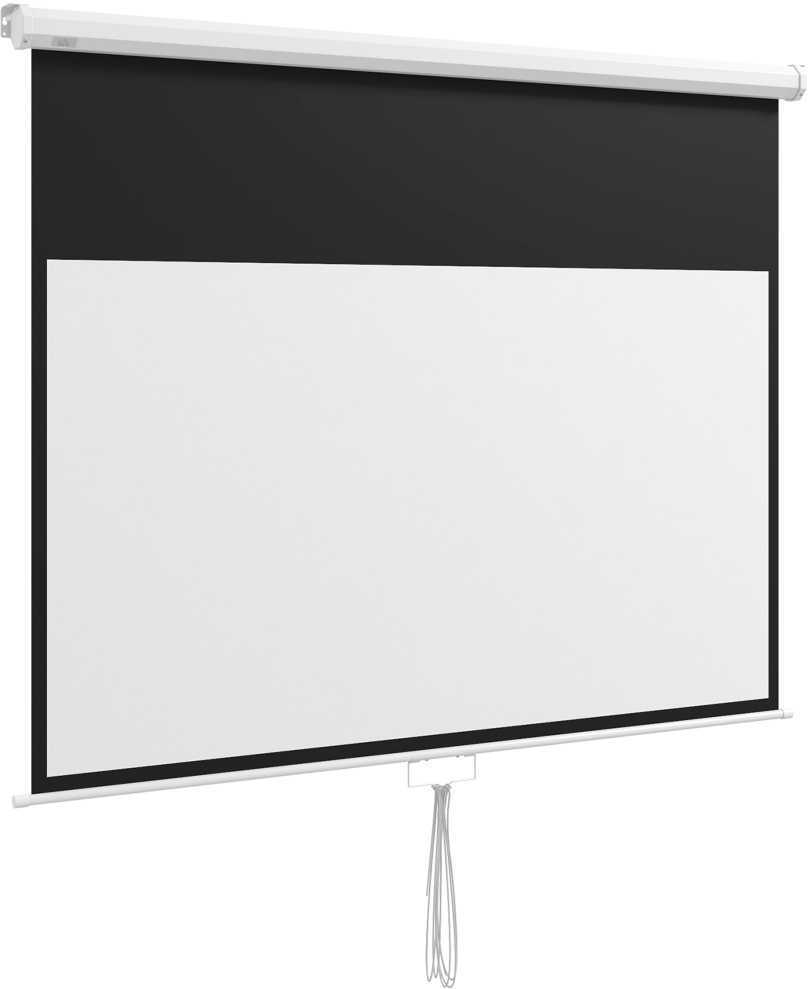 Projektorius "HOMCOM" projektoriaus ekranas 172 x 96 cm rankinis projekcinis ekranas, ritininis ekranas 4K, HD, namų kino ir prezentacijų ekranas, baltos spalvos