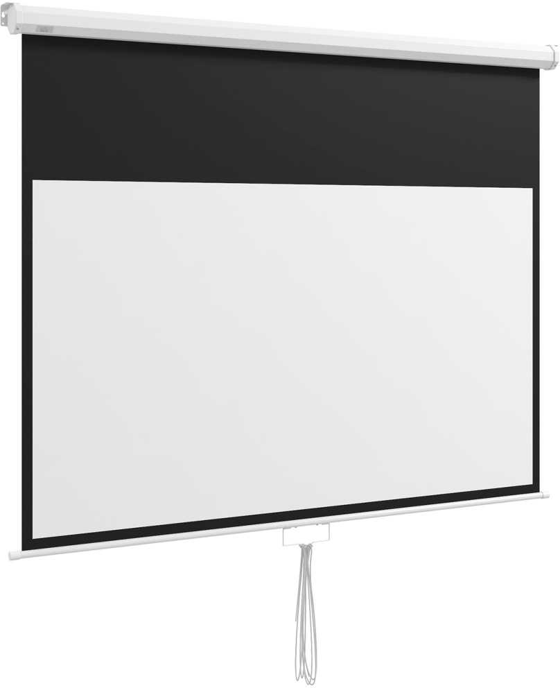 Projektorius "HOMCOM" projektoriaus ekranas 172 x 96 cm rankinis projekcinis ekranas, ritininis ekranas 4K, HD, namų kino ir prezentacijų ekranas, baltos spalvos