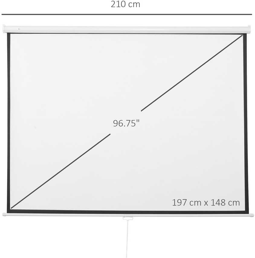 Projektorius HOMCOM Projektoriaus ekranas 203 x 152 cm 100 colių 4:3/ 16:9 rankinis projektoriaus ekranas namų kinui