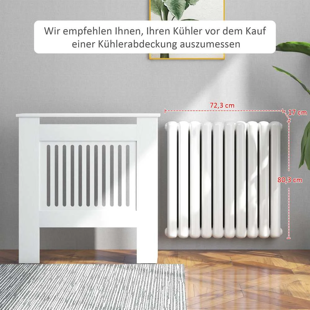 HOMCOM radiatoriaus uždanga su horizontaliomis grotelėmis, balta radiatoriaus danga, radiatoriaus dekoracija, šildymo uždanga svetainei, miegamajam, 78 x 19 x 81 cm