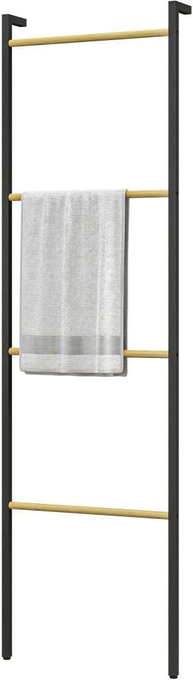 Homcom Rankšluosčių kopėčios 49 x 167,5 cm Rankšluosčių laikiklis su 4 strypais, taupantis vietą, skirtas rankšluosčiams, drabužiams, antklodėms, laikraščiams, plienas, juodas