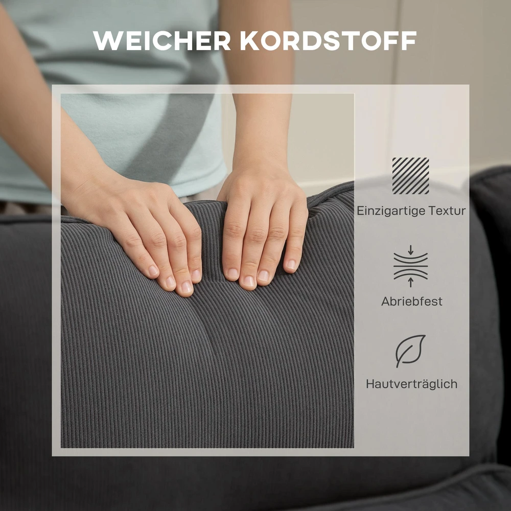 HOMCOM reguliuojama sofa-lova, L formos svečių sofa su miegamąja funkcija, daiktadėže, pagalvėlėmis, skirta svetainei, svečių kambariui, tamsiai pilka