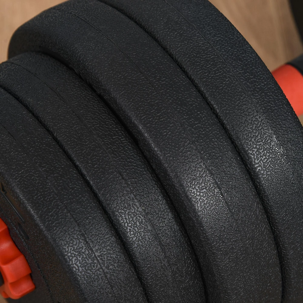 HOMCOM reguliuojamas 25 kg hantelių rinkinys, profesionalus svorių kilnojimas, trumpieji ir ilgieji hanteliai, jėgos treniruotės namuose, fitnesas