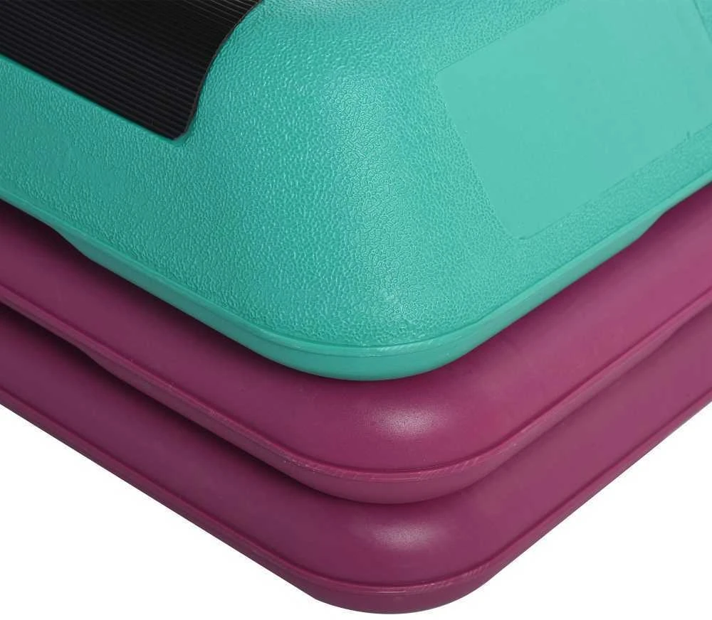 HOMCOM aerobikos ir fitneso treniruoklis stepo platforma, reguliuojamo aukščio 10 cm/15 cm/20 cm, PVC PP, juoda+žalia+violetinė, 110 x 40 x 20 cm