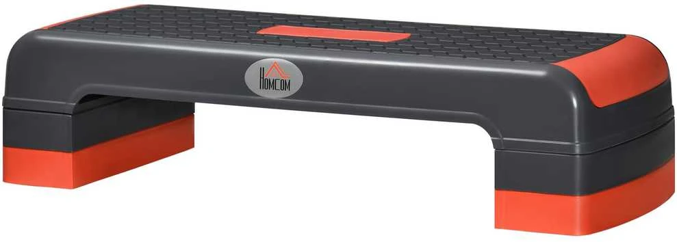 HOMCOM Aerobic steperis, reguliuojamo aukščio stepo platforma, 3 pakopų treniruoklis (10/15/20 cm), naudojimui viduje ir lauke, iki 150 kg