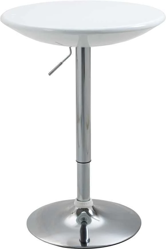 HOMCOM baro stalas, modernus valgomojo stalas, rašomasis stalas, reguliuojamo aukščio, metalas, ABS danga, baltas, Ø61 x 76-97 cm