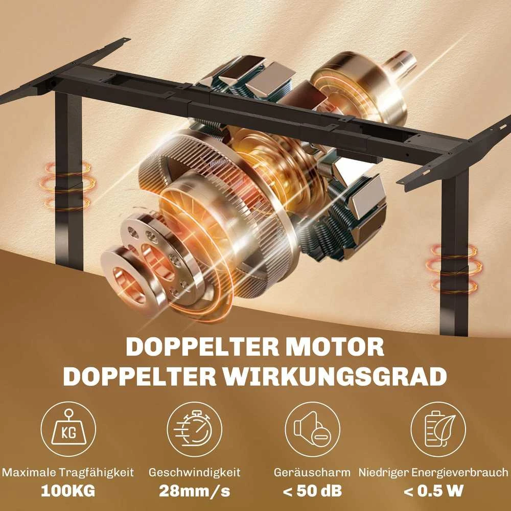 HOMCOM reguliuojamo aukščio elektrinis stalo rėmas su 2 varikliais, 3 atminties nustatymais, tyliu veikimu ir apsauga nuo susidūrimo, juodas