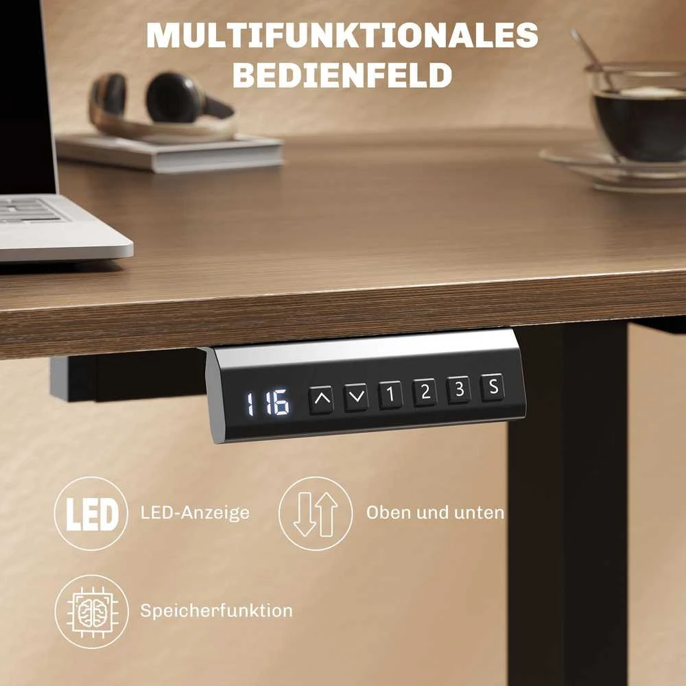 HOMCOM reguliuojamo aukščio elektrinis stalo rėmas su 2 varikliais, 3 atminties nustatymais, tyliu veikimu ir apsauga nuo susidūrimo, juodas
