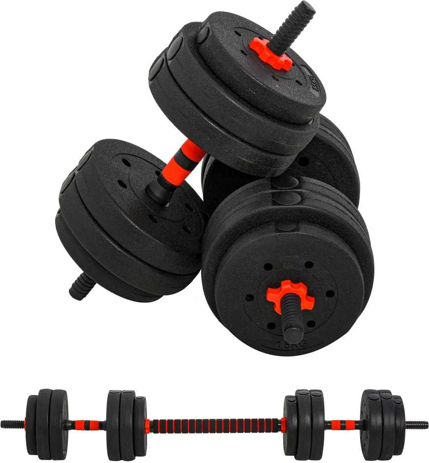 HOMCOM reguliuojamas 25 kg hantelių rinkinys, profesionalus svorių kilnojimas, trumpieji ir ilgieji hanteliai, jėgos treniruotės namuose, fitnesas