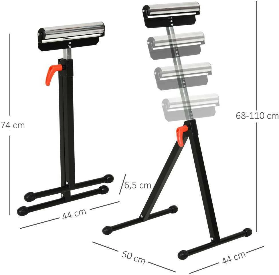 HOMCOM ritininis stovas, reguliuojamo aukščio atraminis stovas, iki 90 kg apkrova, metalinis, juodas, 44x50x68-110 cm