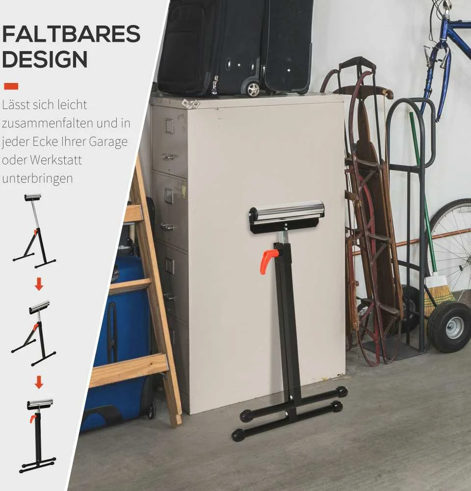 HOMCOM ritininis stovas, reguliuojamo aukščio atraminis stovas, iki 90 kg apkrova, metalinis, juodas, 44x50x68-110 cm