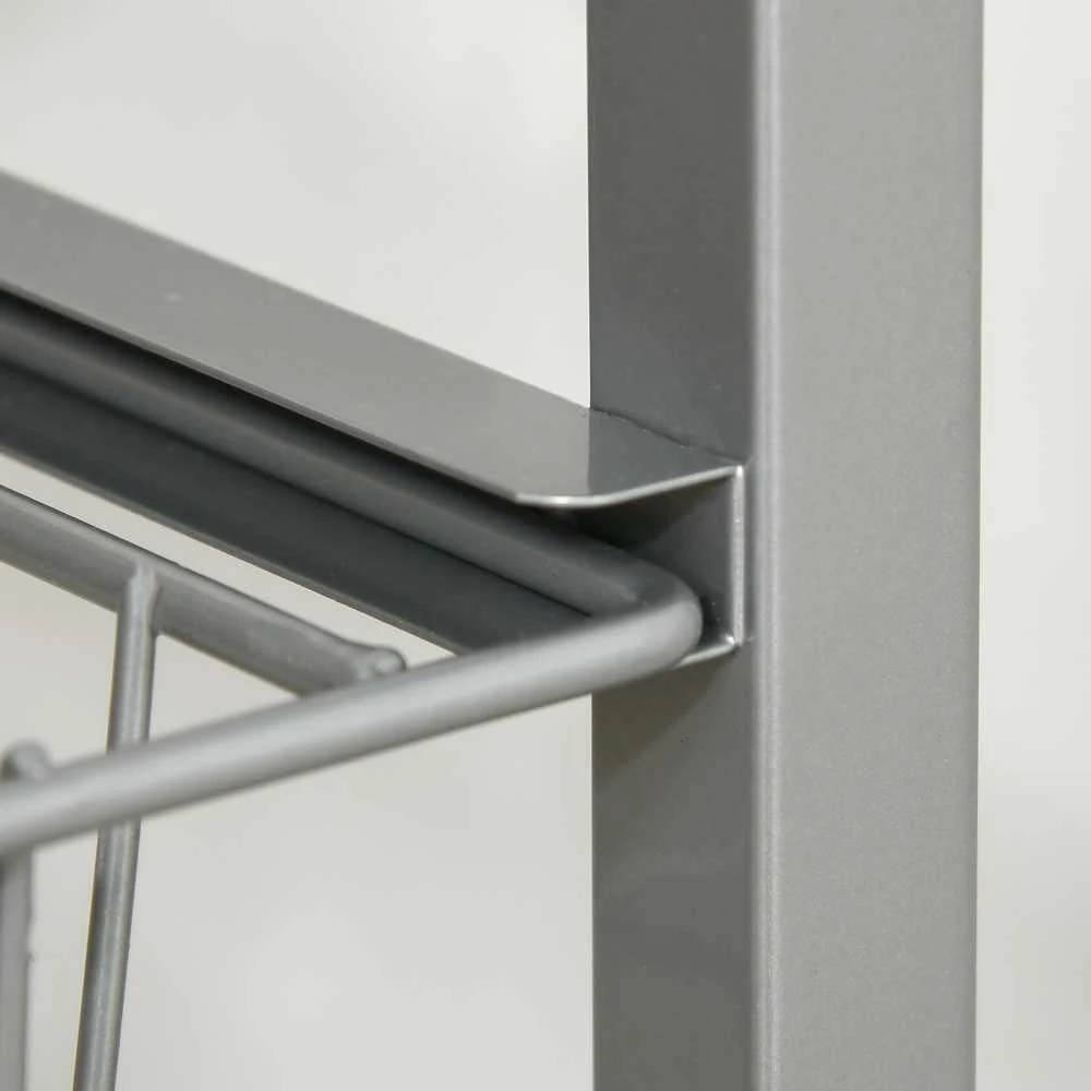 HOMCOM serviravimo vežimėlis virtuvinis vežimėlis su metaliniais krepšiais 36,5 x 36,5 x 89 cm virtuvės vežimėlis pagalbinis vežimėlis sidabrinės spalvos virtuvei ir valgomajam