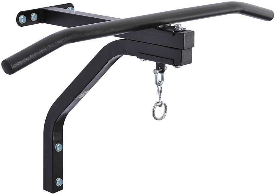 HOMCOM 2-in-1 bokso maišo laikiklis, sieninis skersinis prisitraukimams, iki 130 kg, plieno, juodas, 93 x 47 x 51 cm