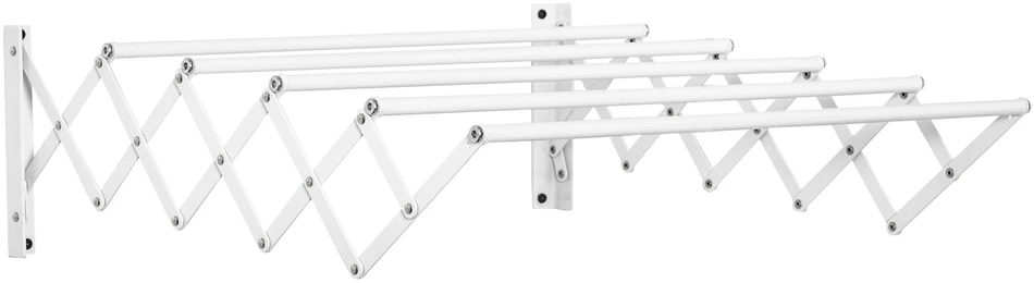 HOMCOM sieninis drabužių džiovintuvas, taupantis vietą, bendras džiovinimo ilgis 57,5 cm, skirtas naudoti viduje ir lauke, metalinis, baltas, 63,5 x 60 x 20 cm
