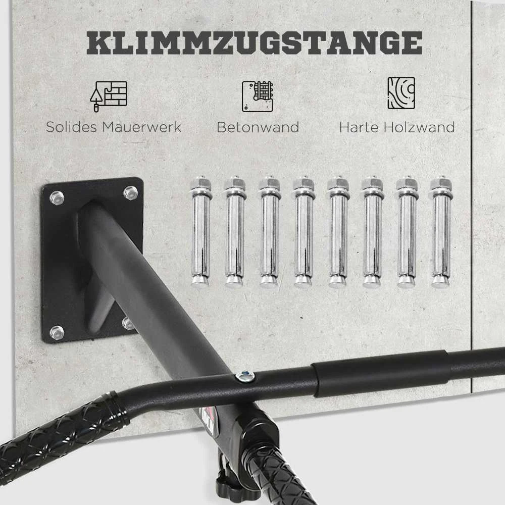 HOMCOM prisitraukimų skersinis, tvirtinamas prie sienos, skersinis su kilpomis bokso maišui, plieno, juodas, 93,5x65x17 cm